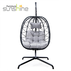 Wholesale High Quality Patio Swings Single Modern Egg Hanging Swing Chair With Metal Stand