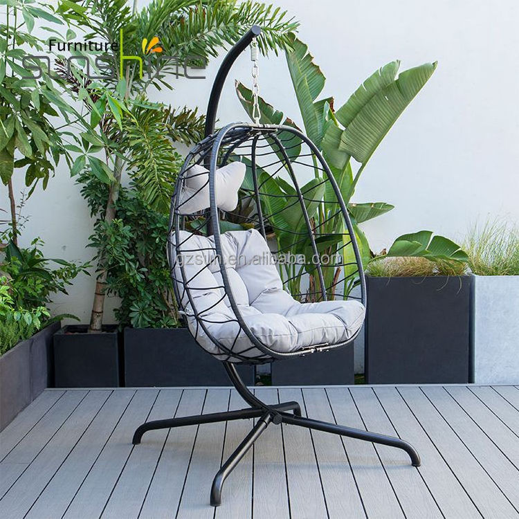 Wholesale High Quality Patio Swings Single Modern Egg Hanging Swing Chair With Metal Stand