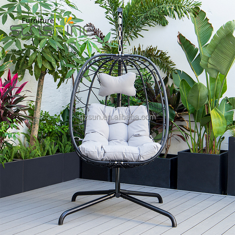 Wholesale High Quality Patio Swings Single Modern Egg Hanging Swing Chair With Metal Stand