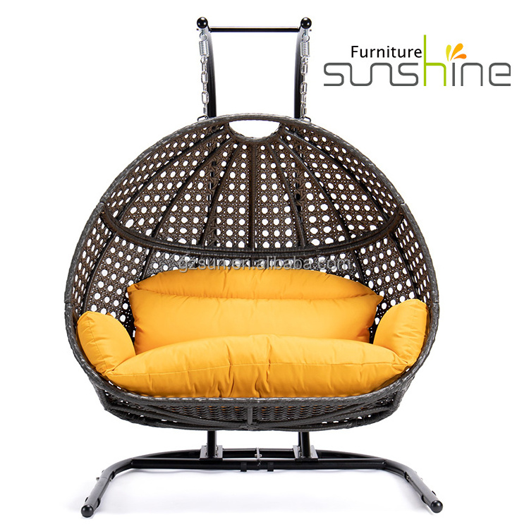 Custom Modern Indoor Outdoor Swing Chair Adult Double Stand Swing Pork Swinging Loveseat With Soft Cushion