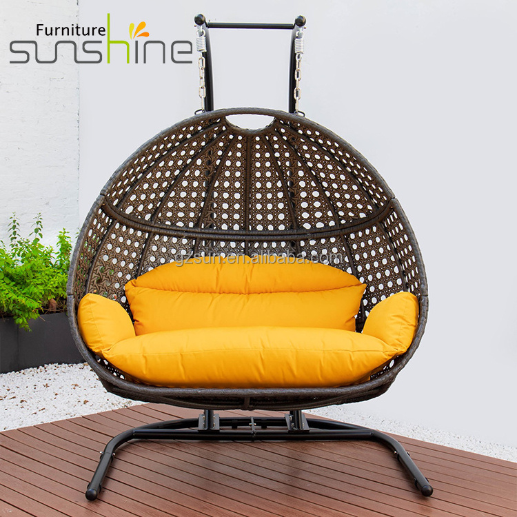 Custom Modern Indoor Outdoor Swing Chair Adult Double Stand Swing Pork Swinging Loveseat With Soft Cushion