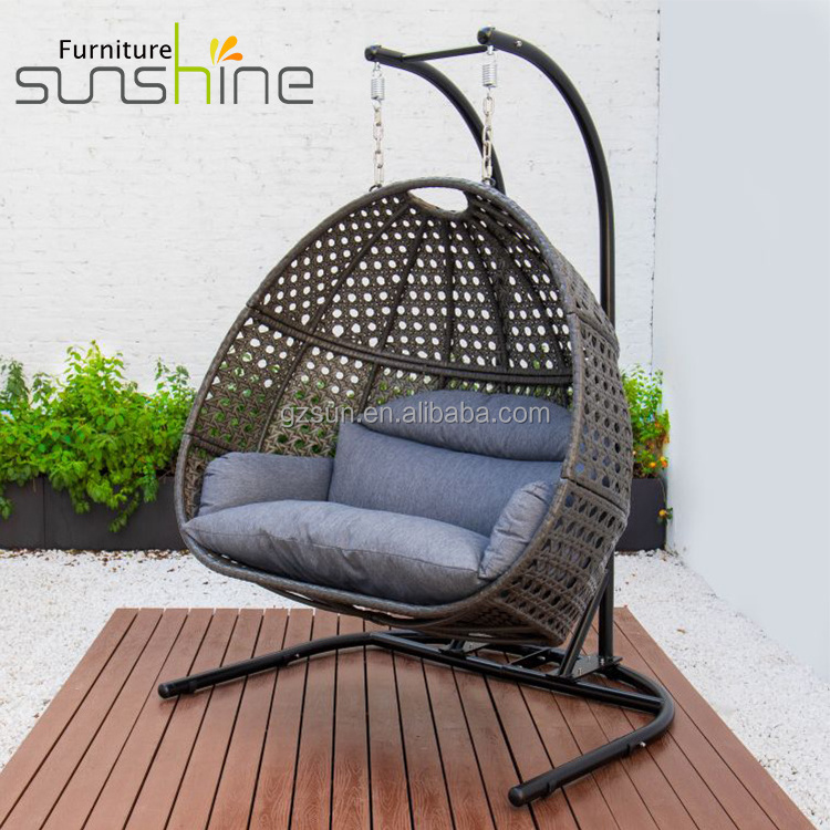 High Quality Modern Rattan Patio Swing Chair Outdoor Furniture Series Single Swing Chair With Stand