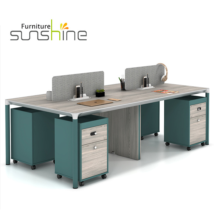 Modern Office Desk Workstation Call Centre Cubicle Aluminum Frame Modular 4 Seater Workstation For Open Area