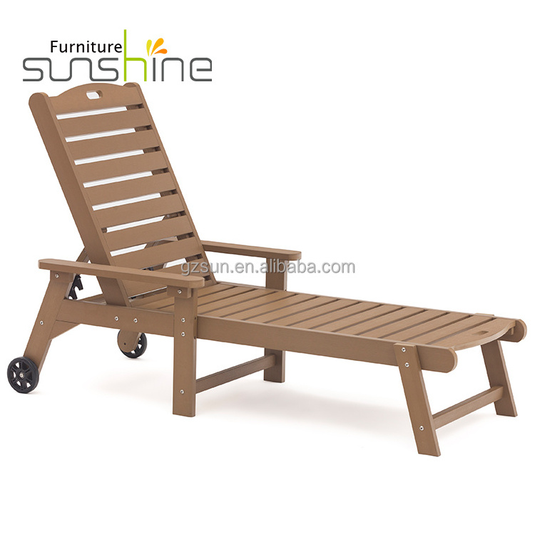 Sunshine Swimming Pool Chair Lounge Pool Furniture Lounge Chair Waterproof Plastic Wood Sun Lounger