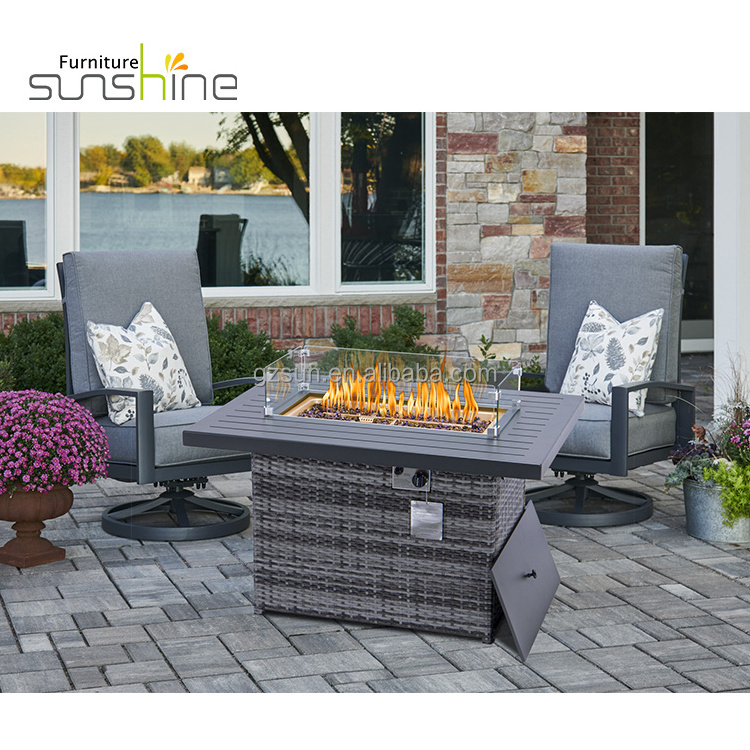 Patio Garden Outdoor Fire Pit Table Patio Aluminum Fireplace Gas Fire Table