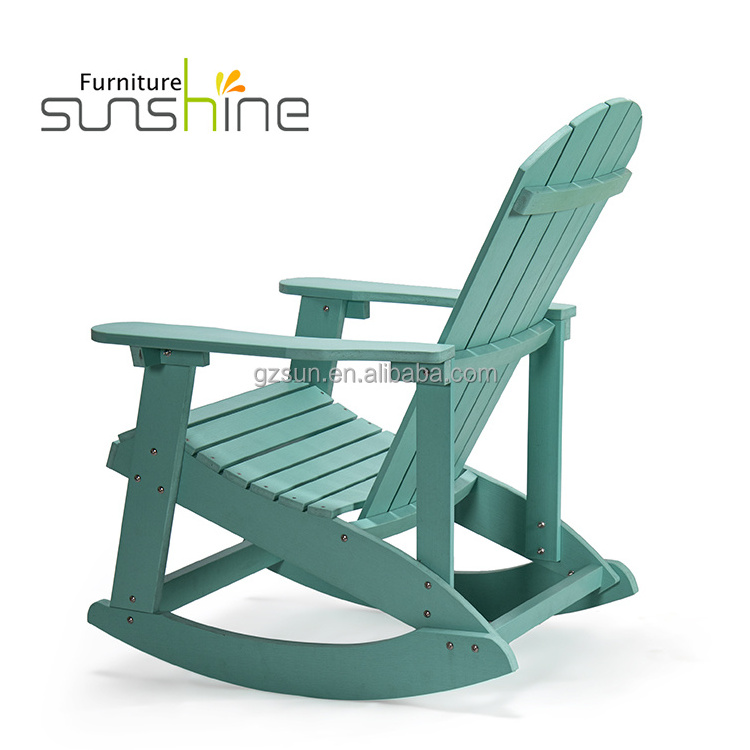 Outdoor Rocking Chair Environmental Recycled Plastic Wood Sky Blue Color Adirondack Chair Hdpe