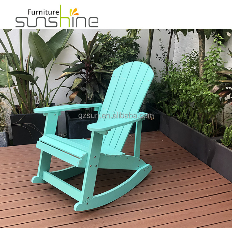 Outdoor Rocking Chair Environmental Recycled Plastic Wood Sky Blue Color Adirondack Chair Hdpe