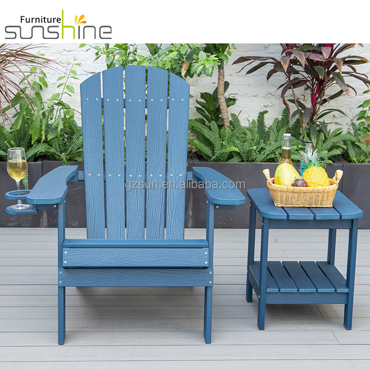 New Product Wooden Garden Chairs Folding Adirondack Chair Weather Resistant With Cup Holder