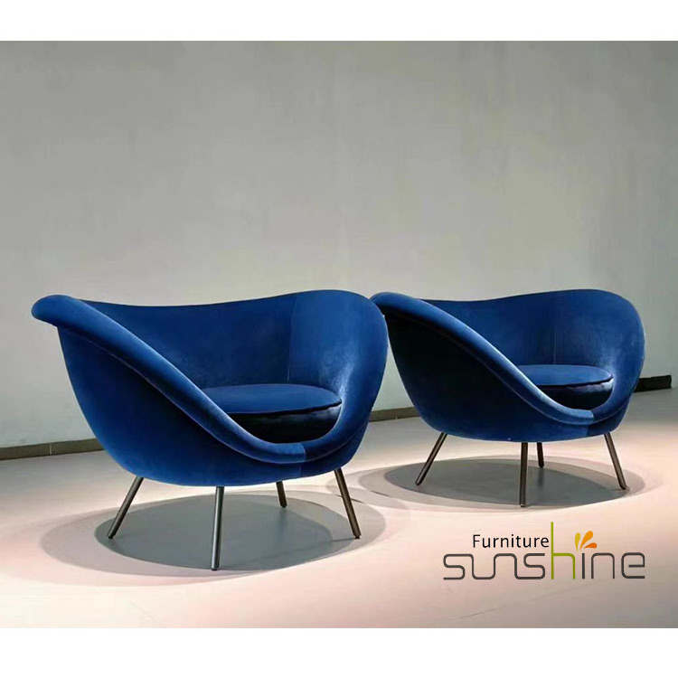 Wholesale Modern Lazy Sofa Arm Chair With Metal Legs Egg Shape Lounge Living Room Chairs