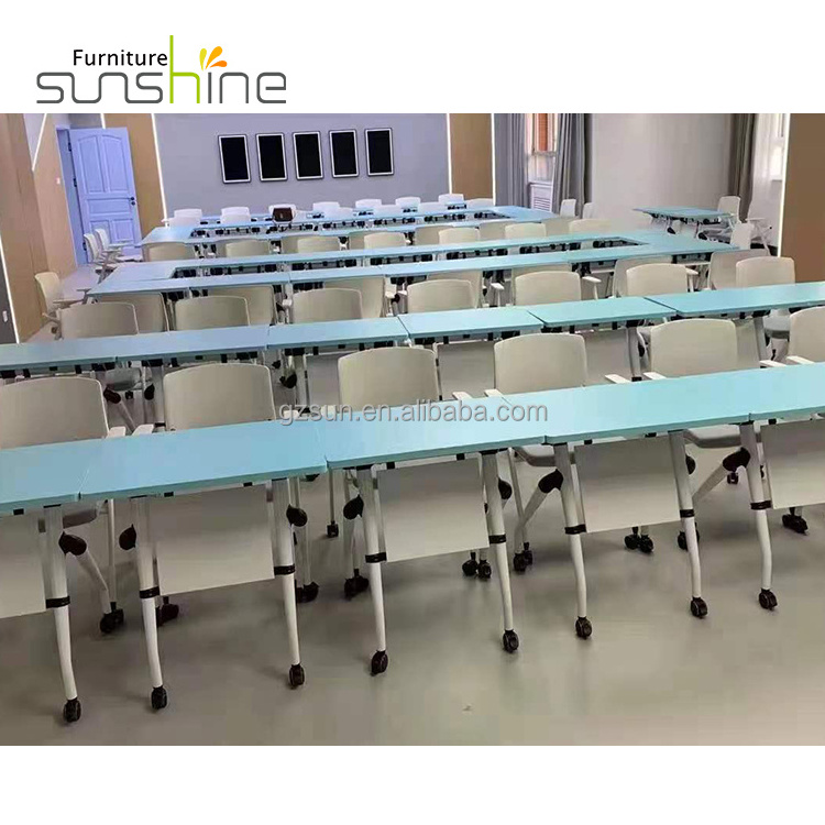 Office Furniture And School Seminar Table Folding Training Table With Wheel Study Table With Caster