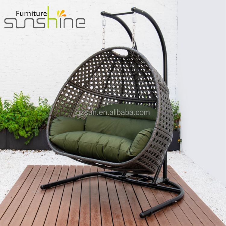 High Quality Modern Rattan Patio Swing Chair Outdoor Furniture Series Single Swing Chair With Stand