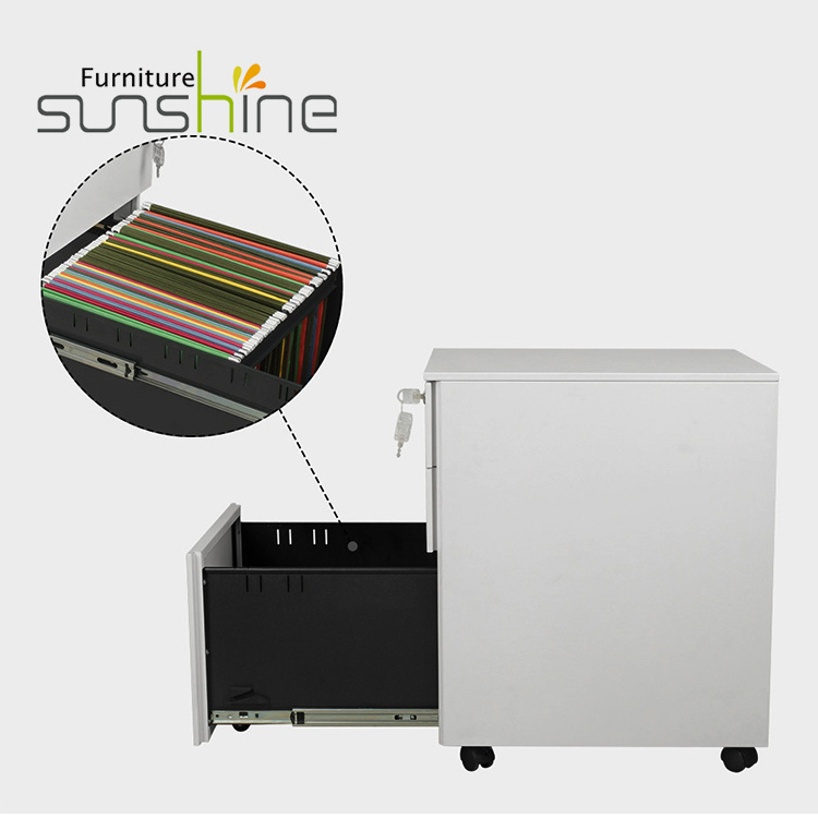 Wholesale Office Furniture Three Drawer Movable Storage cabinet Steel Metal Filling Cabinet Storage