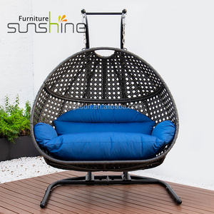 High Quality Modern Rattan Patio Swing Chair Outdoor Furniture Series Single Swing Chair With Stand