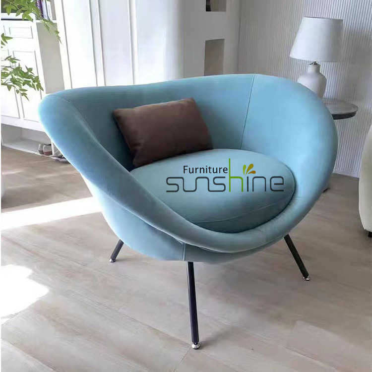 Wholesale Modern Lazy Sofa Arm Chair With Metal Legs Egg Shape Lounge Living Room Chairs