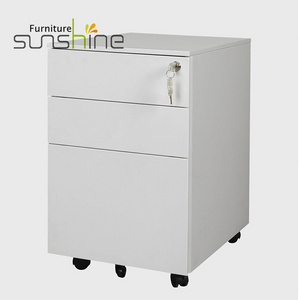 Wholesale Office Furniture Three Drawer Movable Storage cabinet Steel Metal Filling Cabinet Storage