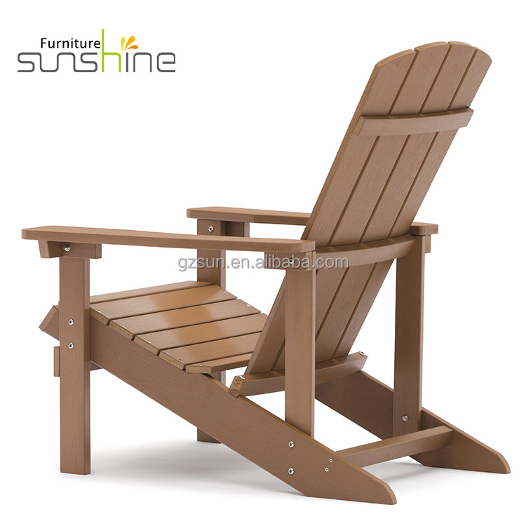 Outdoor Waterproof Folding Adirondack Chair Plastic Wooden Sun Deck Chair For Garden Leisure European And American