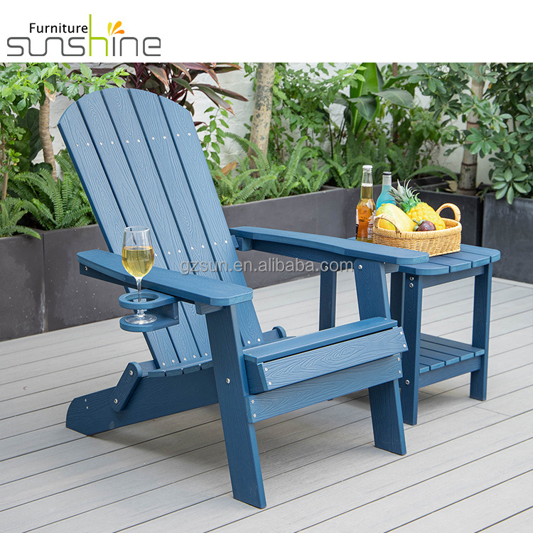 New Product Wooden Garden Chairs Folding Adirondack Chair Weather Resistant With Cup Holder