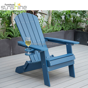 New Product Wooden Garden Chairs Folding Adirondack Chair Weather Resistant With Cup Holder