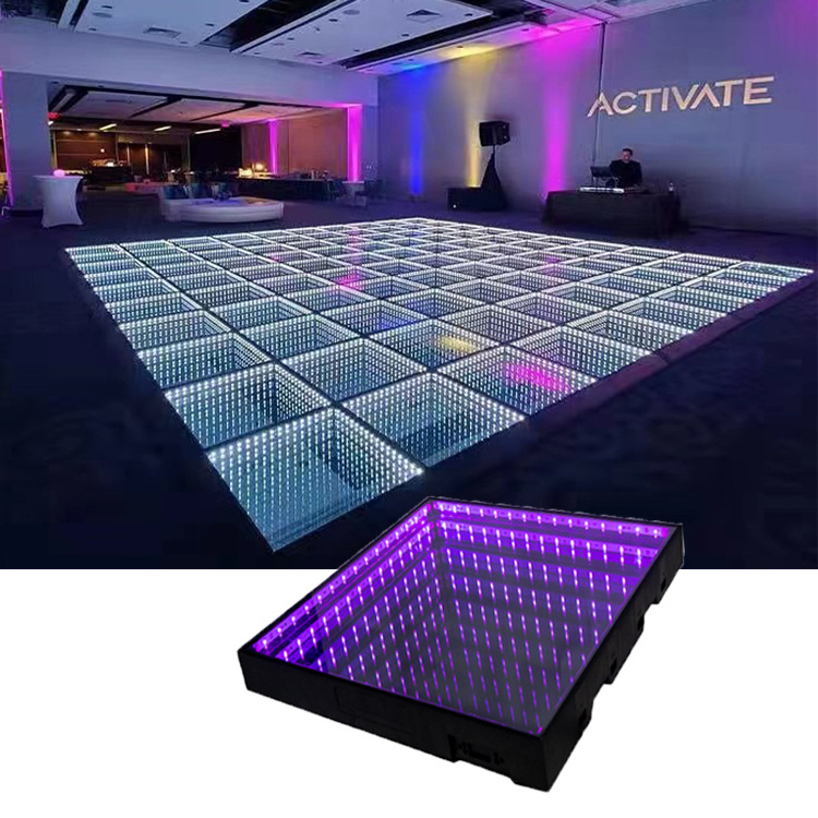 Popular Wedding Disco Party Abyss Portable Led Dancing Tiles 3D Mirror Dance Floor