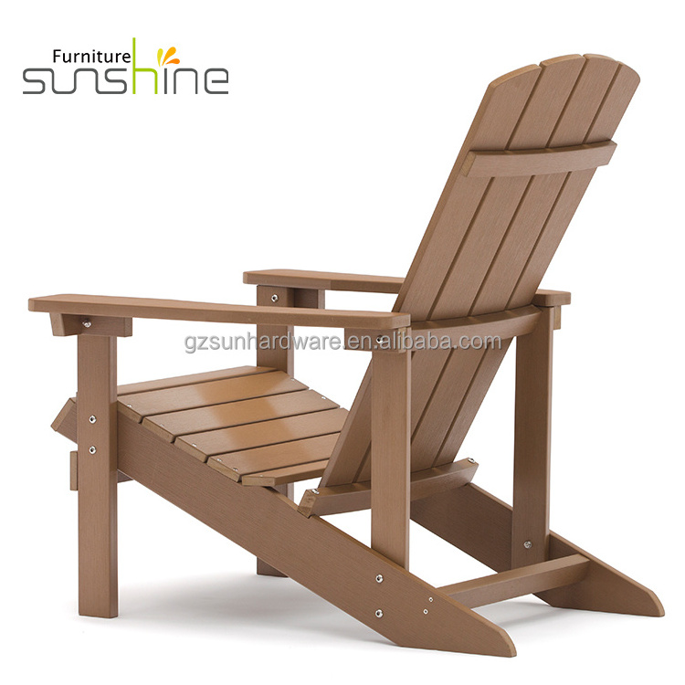 Wooden Sun Deck Chair Waterproof Plastic Adirondack Chair Folding Outdoor Furniture