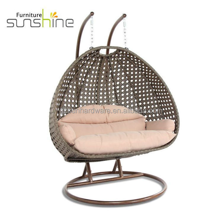 Outdoor Furniture Patio Swings Egg Chair Two Persons  Rattan Chair Folding Bedroom Patio Swing  With Base