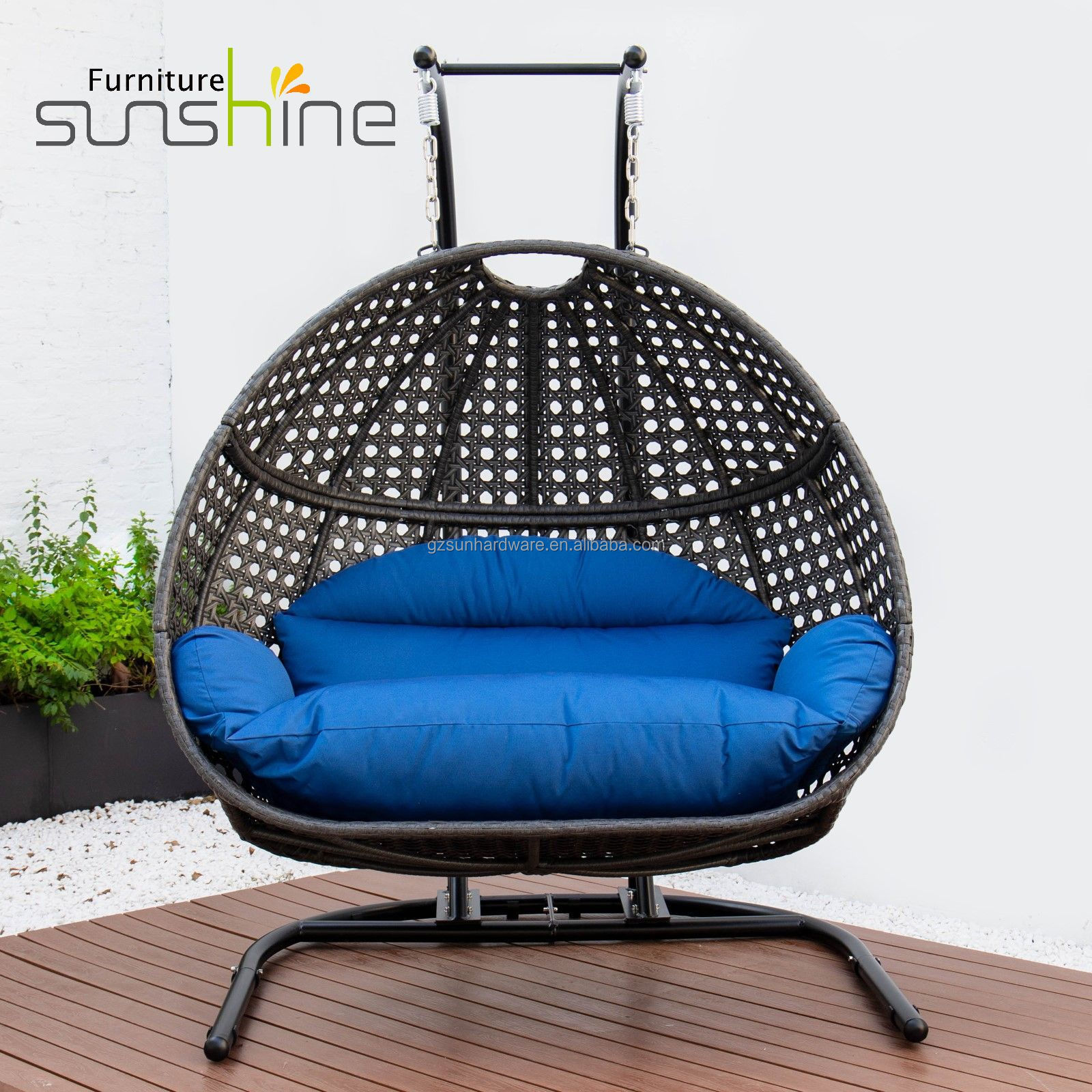 Modern Garden Swing Chair Hanging Basket Large Loveseat Double Hammock Swing Chair