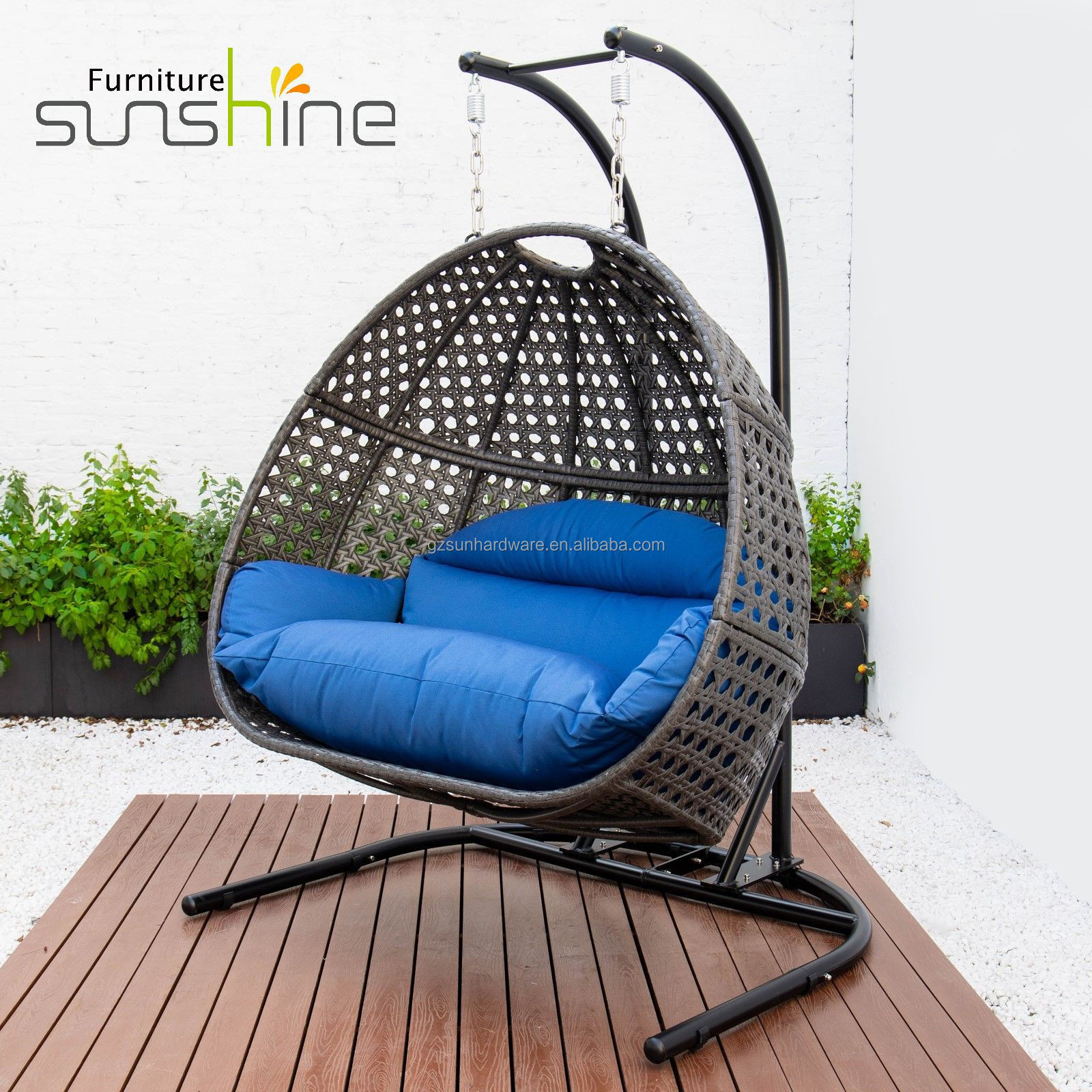 Modern Garden Swing Chair Hanging Basket Large Loveseat Double Hammock Swing Chair