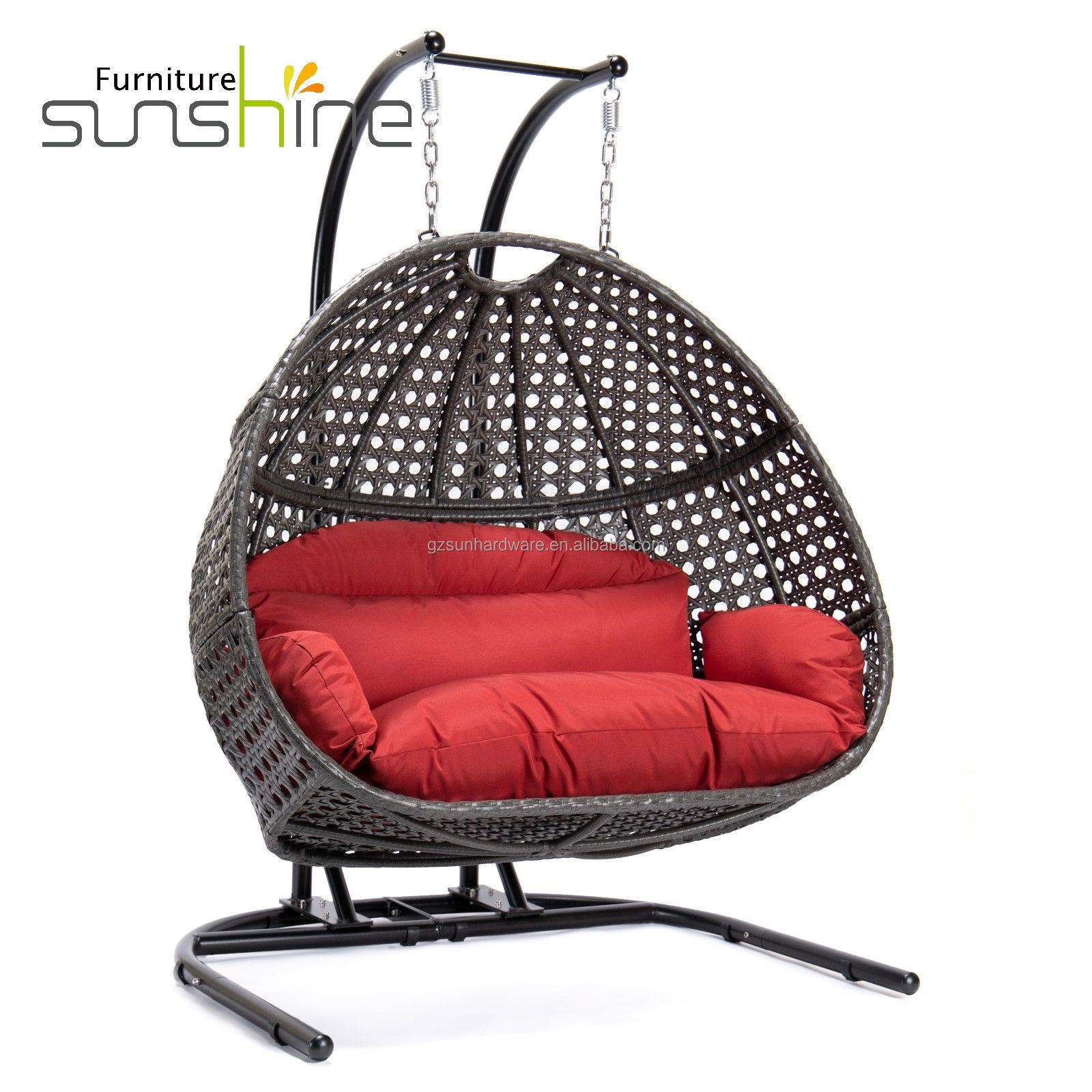 Modern Basket Wicker Rattan Swing Seat Furniture Outdoor Patio Hanging Rattan Swing Egg Chair With Stand