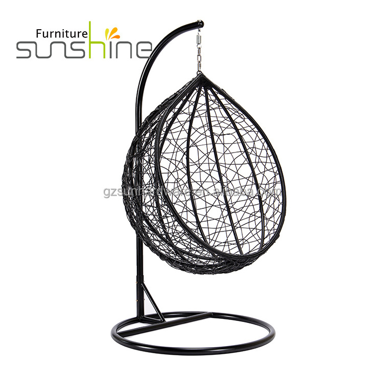 Hanging Egg Chair Wicker Tufted Seat Cushions Patio Swing Sets Waterproof Fabric Wicker Chairs For Porch