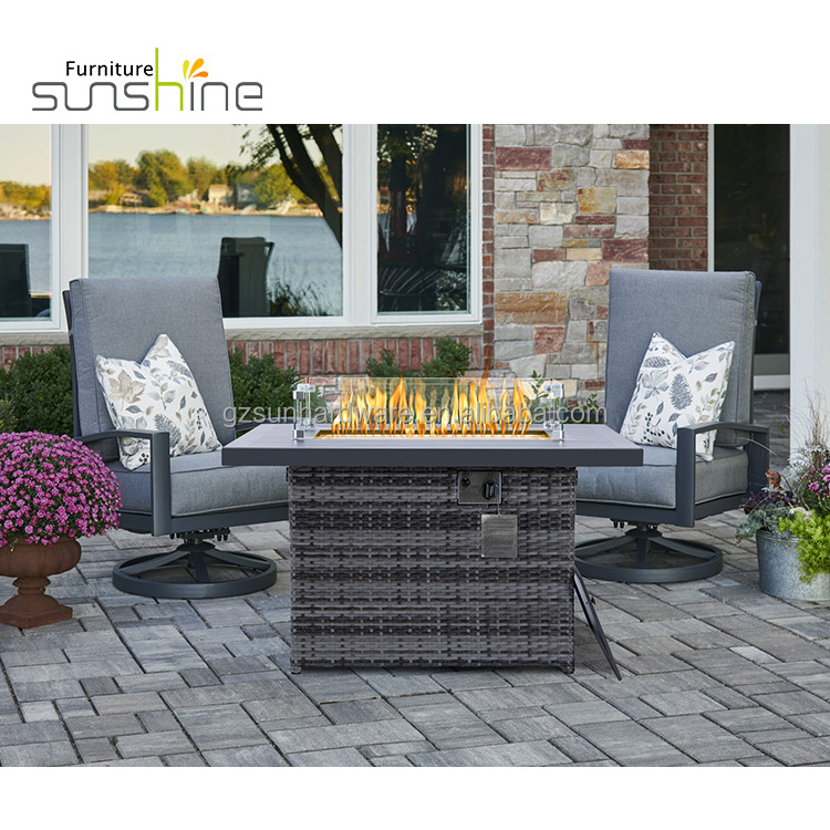 Outdoor Furniture Fire Pit Table With Garden Set Winter Butane Propane Flame Patio Terrace Gas Fire Pit