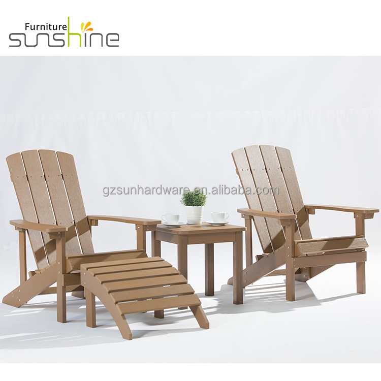 Wooden Sun Deck Chair Waterproof Plastic Adirondack Chair Folding Outdoor Furniture