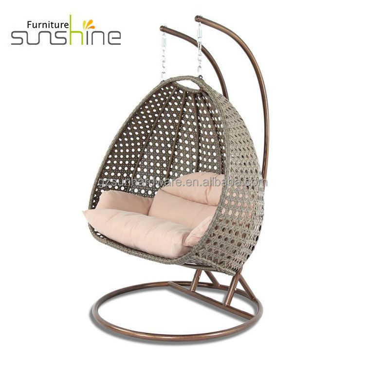 Outdoor Furniture Patio Swings Egg Chair Two Persons  Rattan Chair Folding Bedroom Patio Swing  With Base