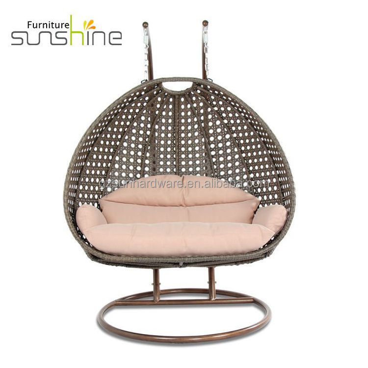 Outdoor Furniture Patio Swings Egg Chair Two Persons  Rattan Chair Folding Bedroom Patio Swing  With Base