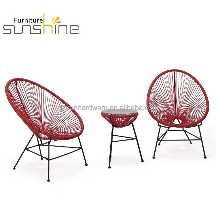 Sunshine Steel Wicker Rope Garden Chair Patio Furniture Rattan Wicker Oval Weave Acapulco Chair