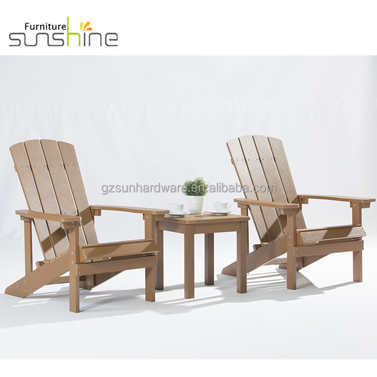 Wooden Sun Deck Chair Waterproof Plastic Adirondack Chair Folding Outdoor Furniture