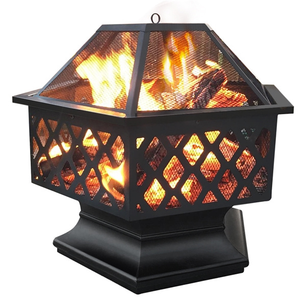 Wood burning Hexagonal fire pit Portable fireplace garden stove brazier