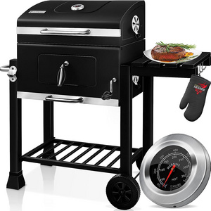 Garden heavy duty bbq offset smoker charcoal grill trolley barbecue Grill with chimney for backyard