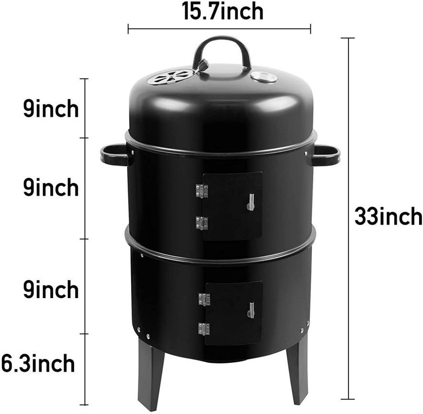 3 in 1 parrilla barbecue vertical barrel grill charcoal smoker combo bbq grill with Thermometer