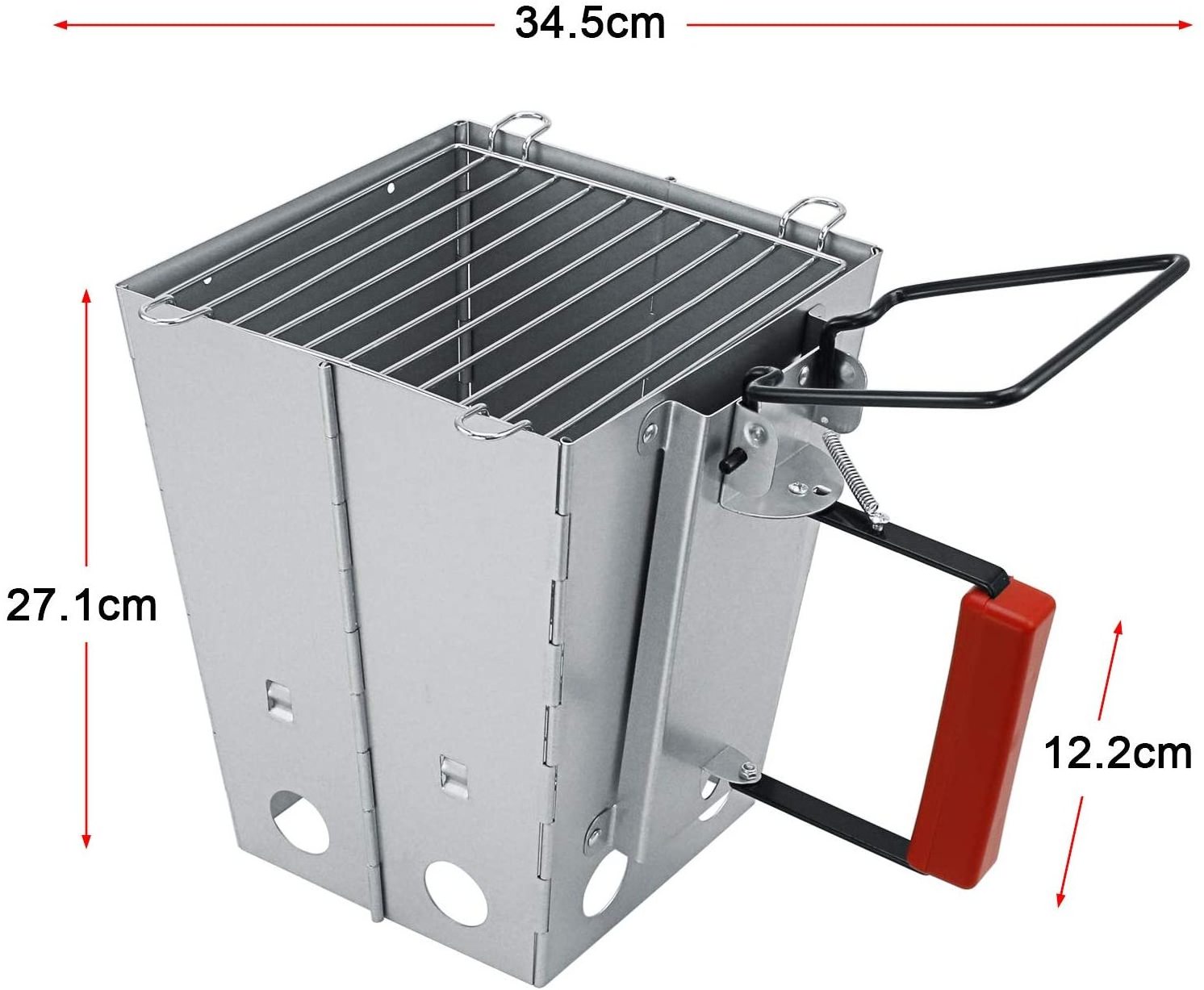 Customized Kohlestarter bbq charcoal grilling Foldable chimney starter for charcoal lighter