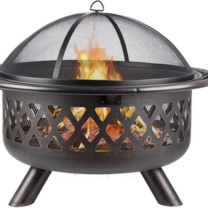 Garden feuerschale Wood Burning bowl Fire Pit with Spark Screen and Fireplace Poker for Outdoor