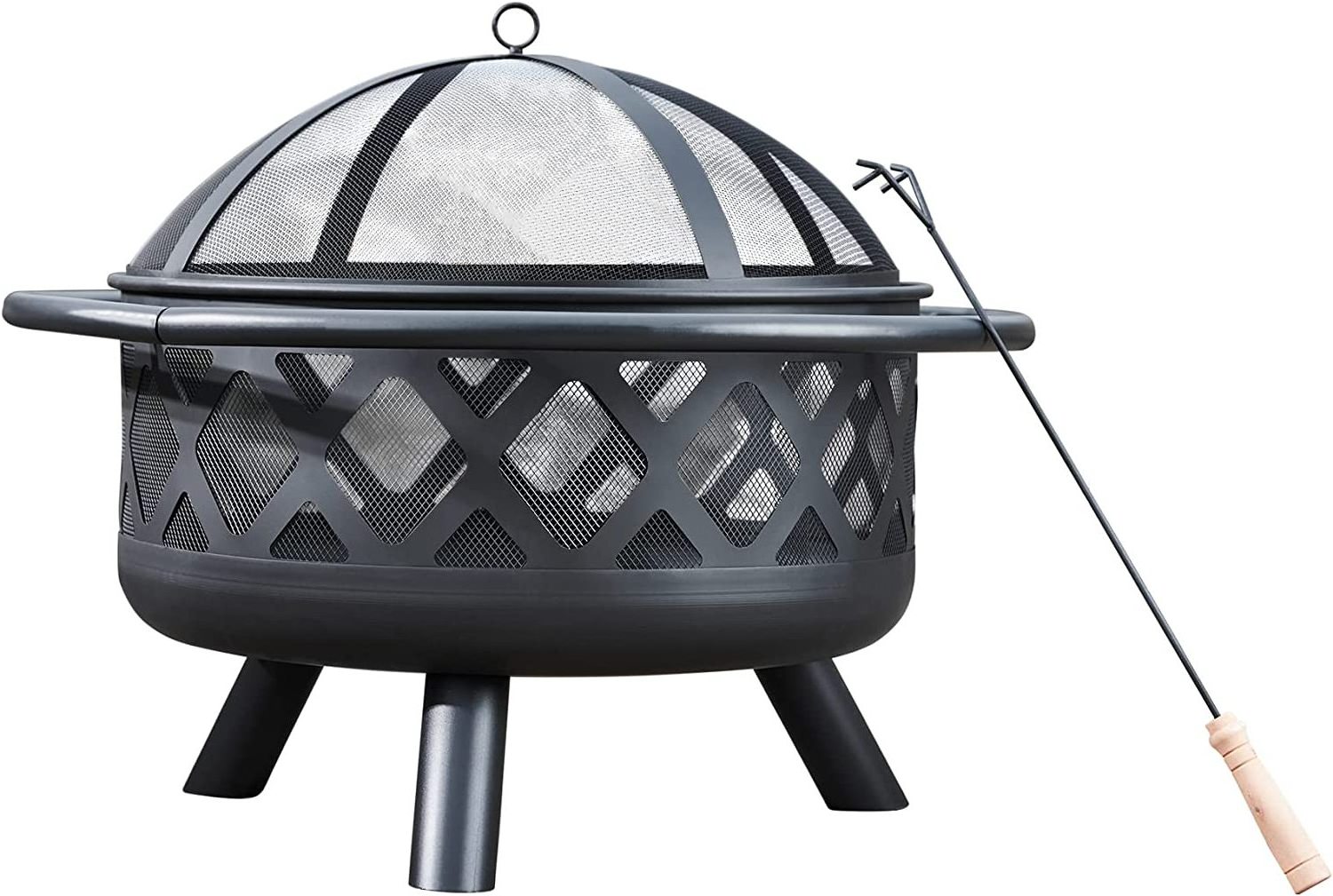 Garden feuerschale Wood Burning bowl Fire Pit with Spark Screen and Fireplace Poker for Outdoor