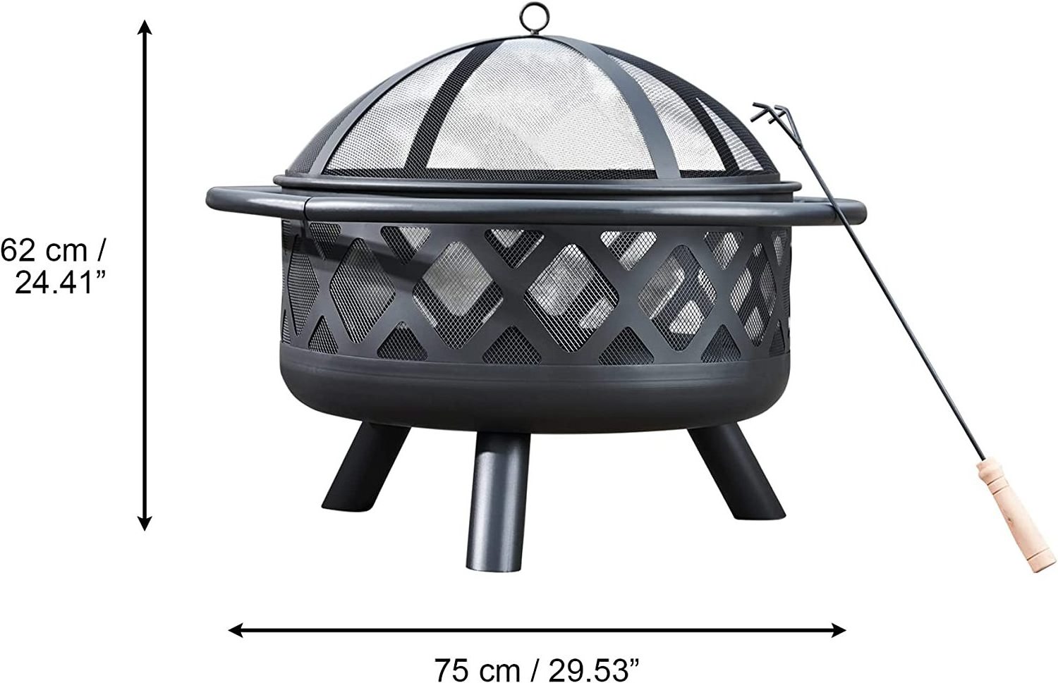 Garden feuerschale Wood Burning bowl Fire Pit with Spark Screen and Fireplace Poker for Outdoor