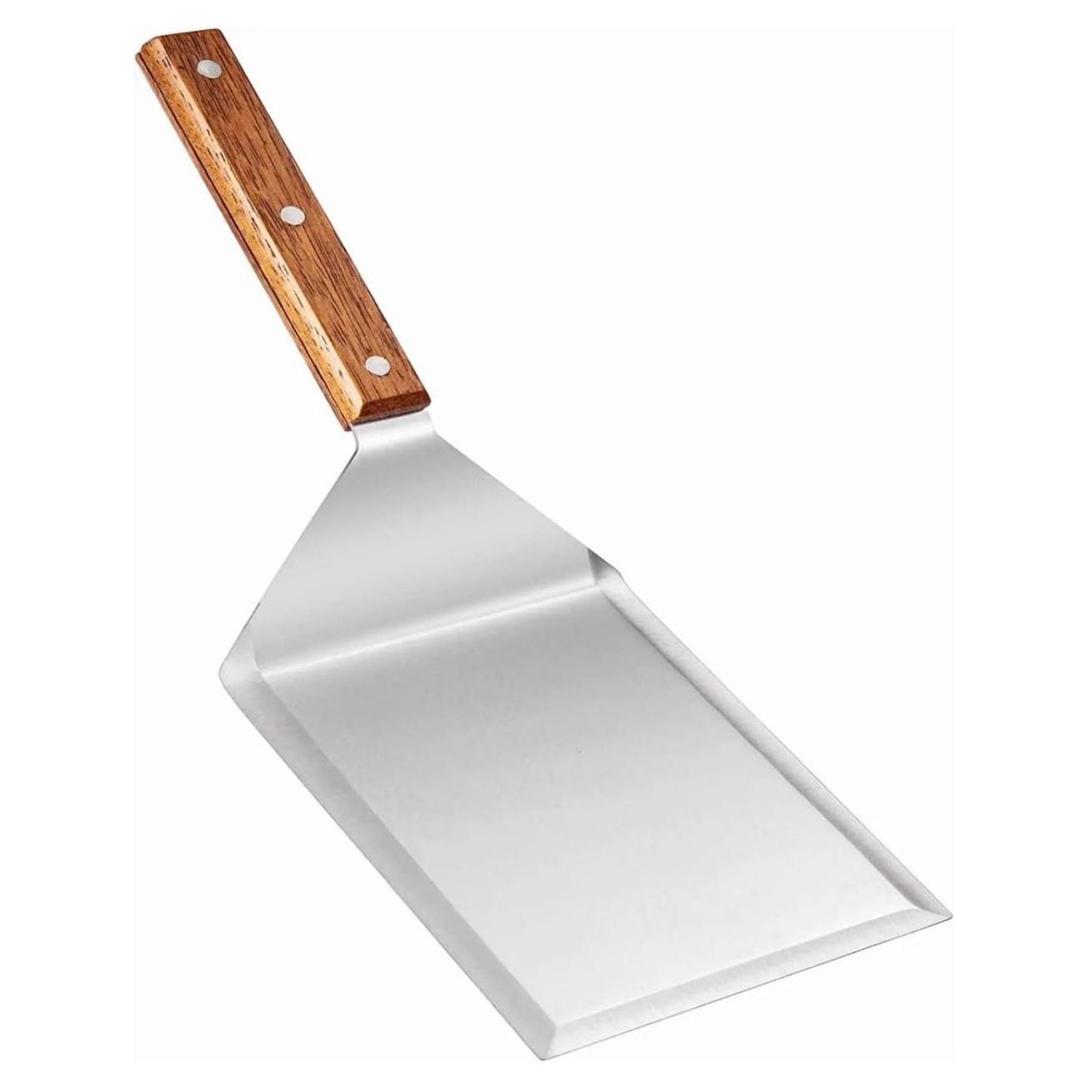 Custom Extra Large Wide Grill Spatula Stainless Steel Beveled Edges Griddle Offset Spatula with Wood Handle