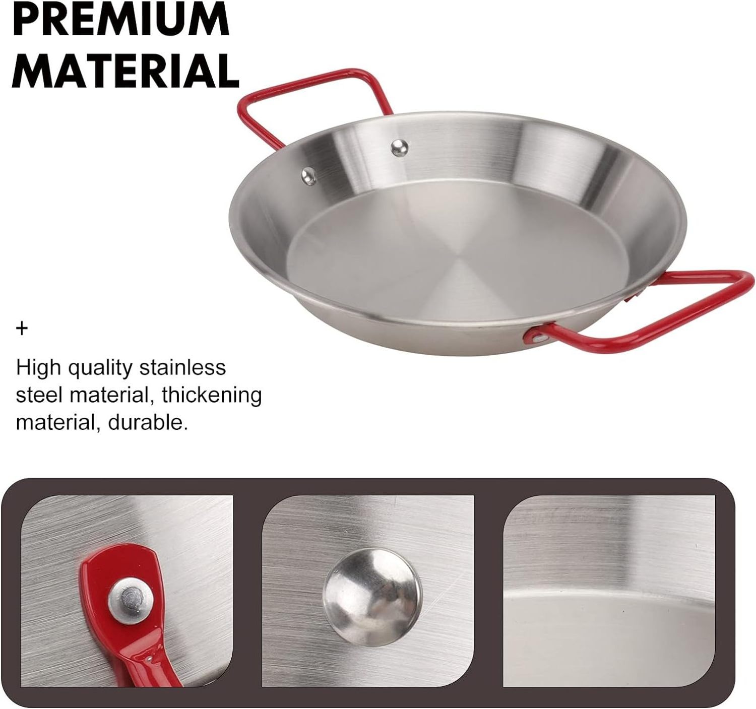 Custom Stainless Steel Kitchen Seafood Paella Pan Spaghetti Frying Tray Paella Pan