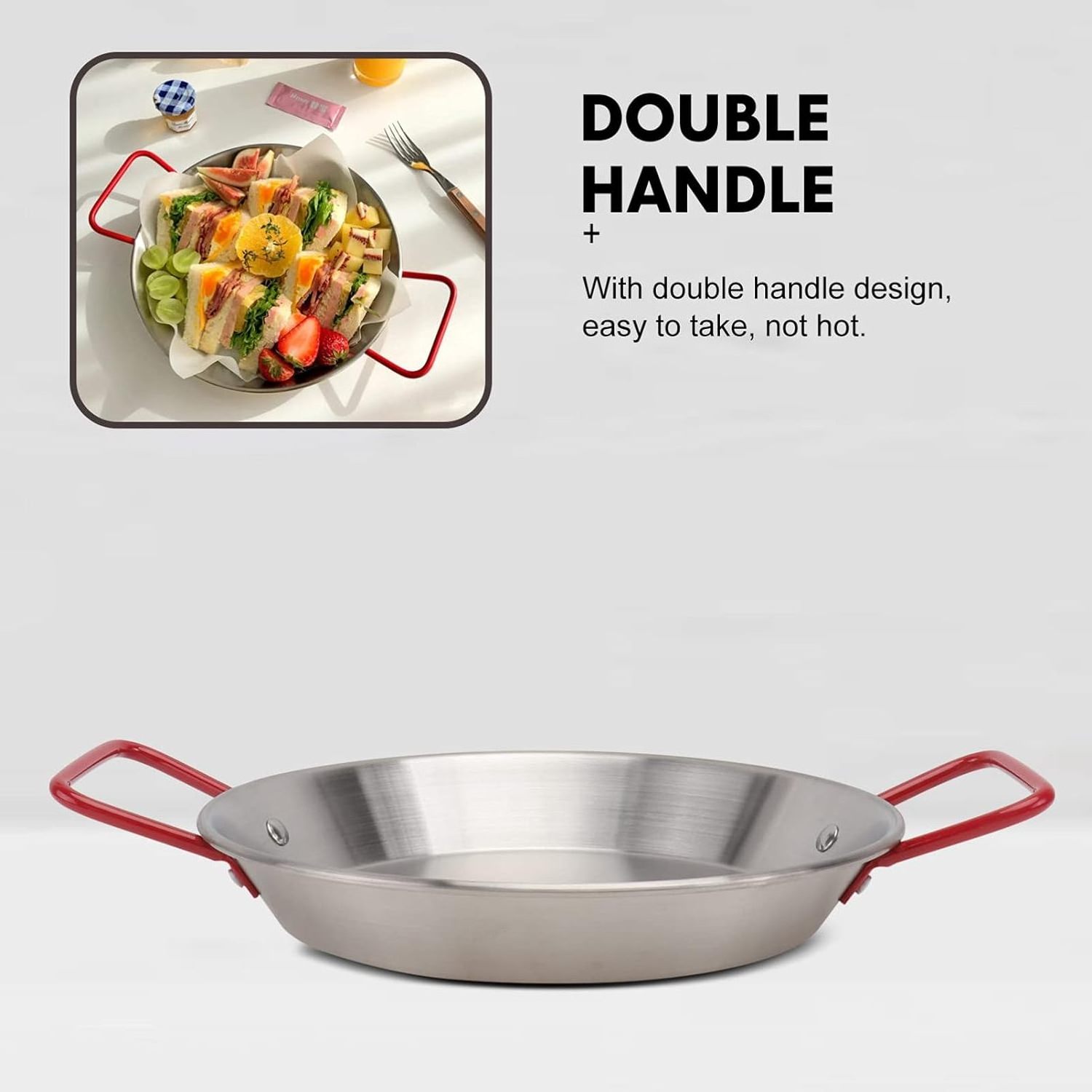 Custom Stainless Steel Kitchen Seafood Paella Pan Spaghetti Frying Tray Paella Pan