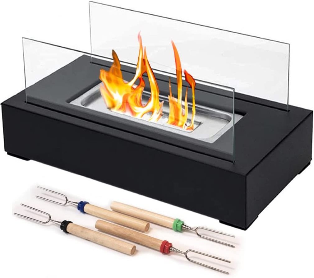 Flat tabletop bio ethanol Fireplace Premium smokeless table top smores fire pit for indoor