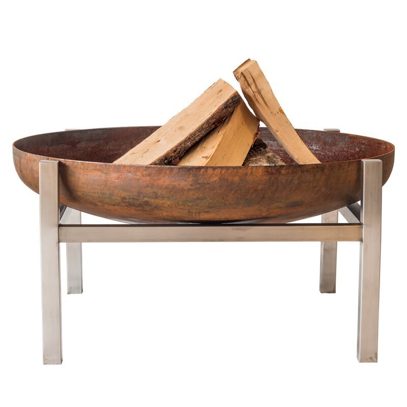 Outdoor fire bowl Round heavy metal steel Wood Burning Fire Pit