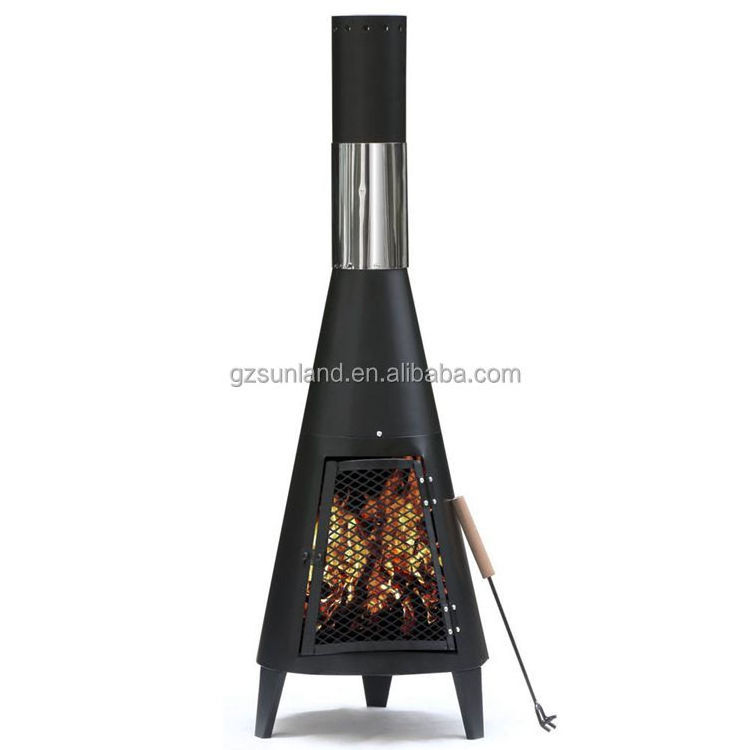 Freestanding rocket design wood burning chiminea fire pits for Outdoor backyard