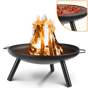 Outdoor feuerschale round 24 inches Wood burning metal tripod fire pit for Garden