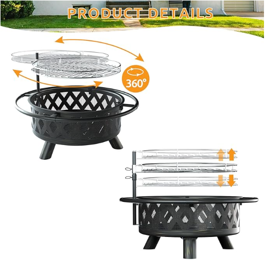 Hot Sale 30 inch Fire Pit BBQ Fire Pit Garden Barbeque Grill BBQ Bowl Fire Pit For Outdoor Camping